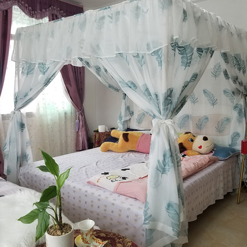 定制东南亚风地中海新中式古典四柱架子床幔公主仙女纱幔床帘蚊帐_虎窝淘