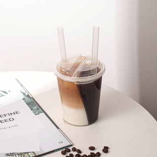 双拼网红分享杯奶茶杯塑料加厚一次性双响炮创意耐热鸳鸯注塑