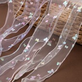 绳 af1aj1休闲彩色鞋 5CM蝴蝶幻彩网纱丝绸雪纱鞋 带适配德训板鞋