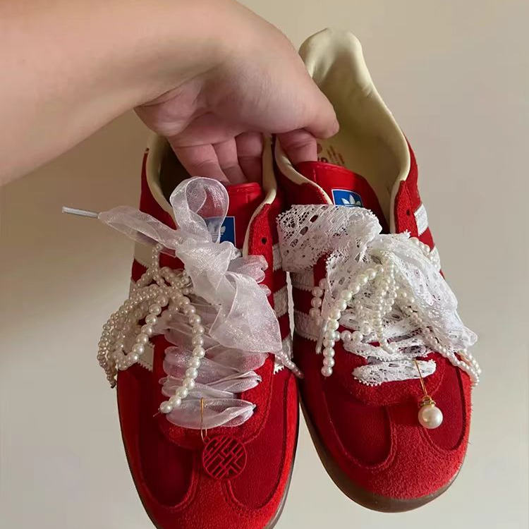 珍珠配饰扣结婚鞋花diy蕾丝鞋带