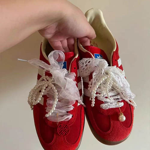 珍珠配饰扣结婚鞋花diy蕾丝鞋带