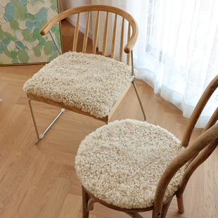 小沙卷毛坐垫圆形椅垫方垫沙发垫纯羊毛椅垫餐椅垫凳子化妆椅坐垫