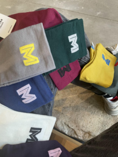 韩国进口女袜M字网红学院风拼色中筒女士精梳袜 包邮 满五双