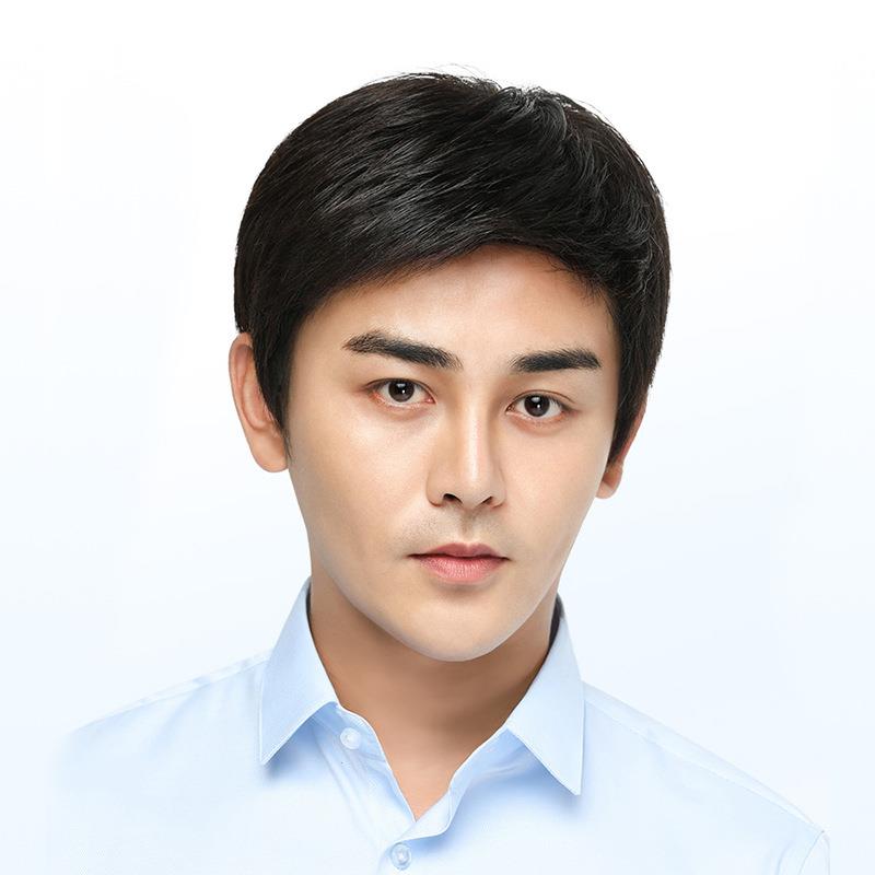 妙洋光头男士短发假发套许昌厂家中老年盖白发真发假发全头套