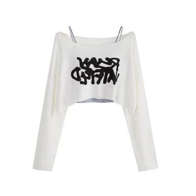 慵懒涂鸦短款外搭上衣