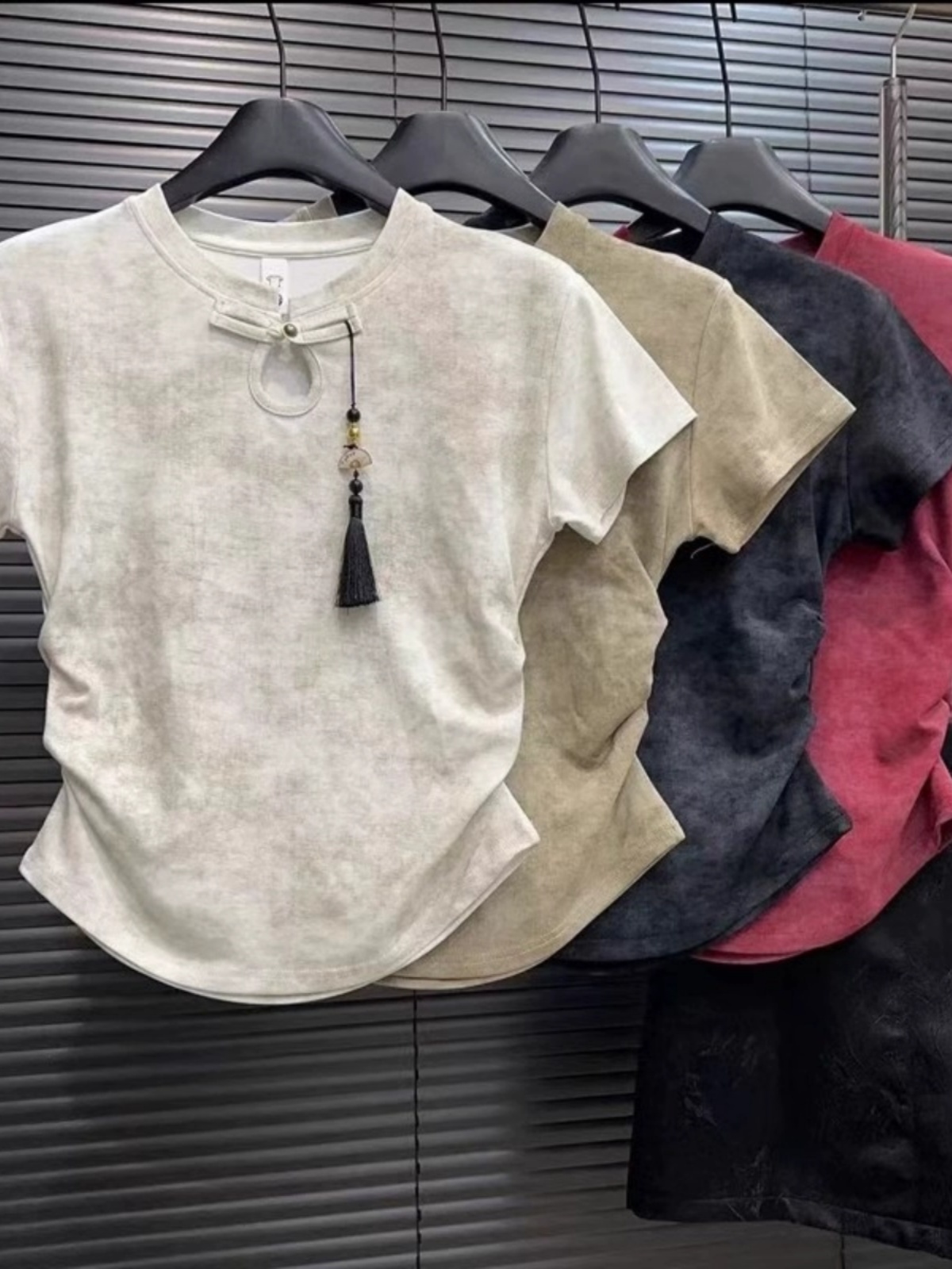 新中式扎染镂空短袖t恤