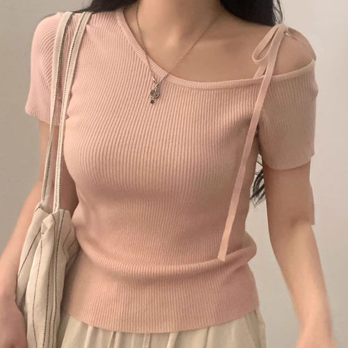 短袖针织衫打底上衣女