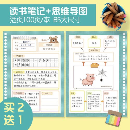 阅读记录本思维导图模版写作摘抄