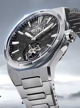 德国布加迪新款陀飞轮男士手表全自动机械手表精钢潮流轻奢腕表男