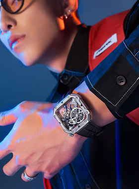 布加迪德国名牌全自动机械表男士手表潮流镂空运动腕表正品十大