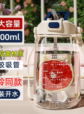 2000ml大容量水杯女生耐高温吸管大肚杯子太空杯健身运动水壶瓶男