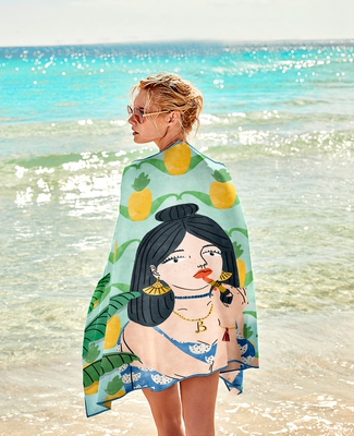 3D智能模板沙滩浴巾样机 毛巾模版 沙滩巾印花设计效果图模拟2452