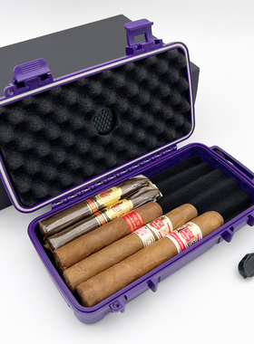 雪茄便携盒防水保湿密封户外彩色ABS塑料轻便旅行防震紫橙色烟盒