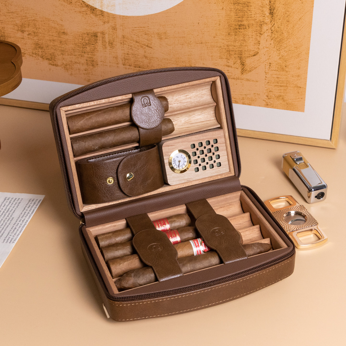 雪茄便携盒旅行包雪松木皮质雪茄保湿盒六支装磁吸扣带烟具配件,ZIPPO/瑞士军刀/眼镜,烟盒,淘宝优惠券,粉丝福利购,淘宝优惠卷