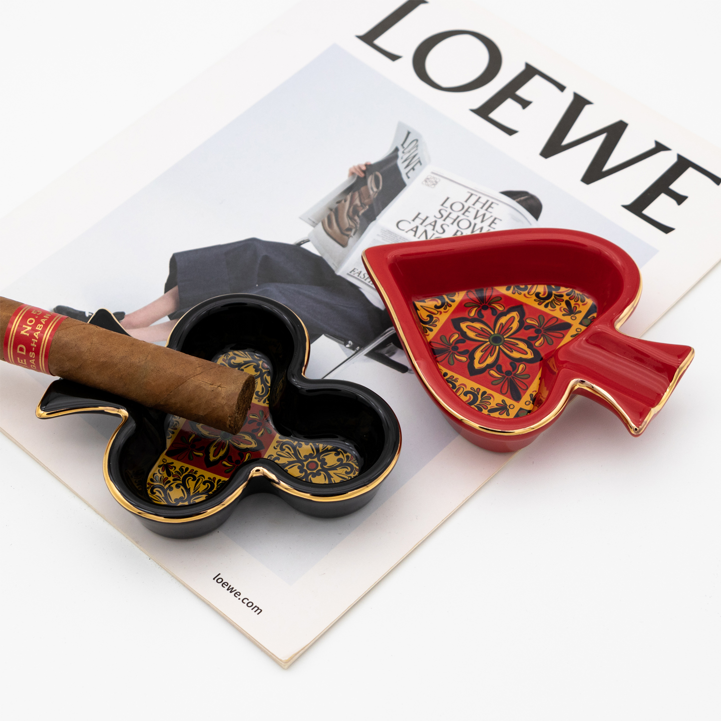 雪茄烟灰缸扑克图案黑桃梅花欧式