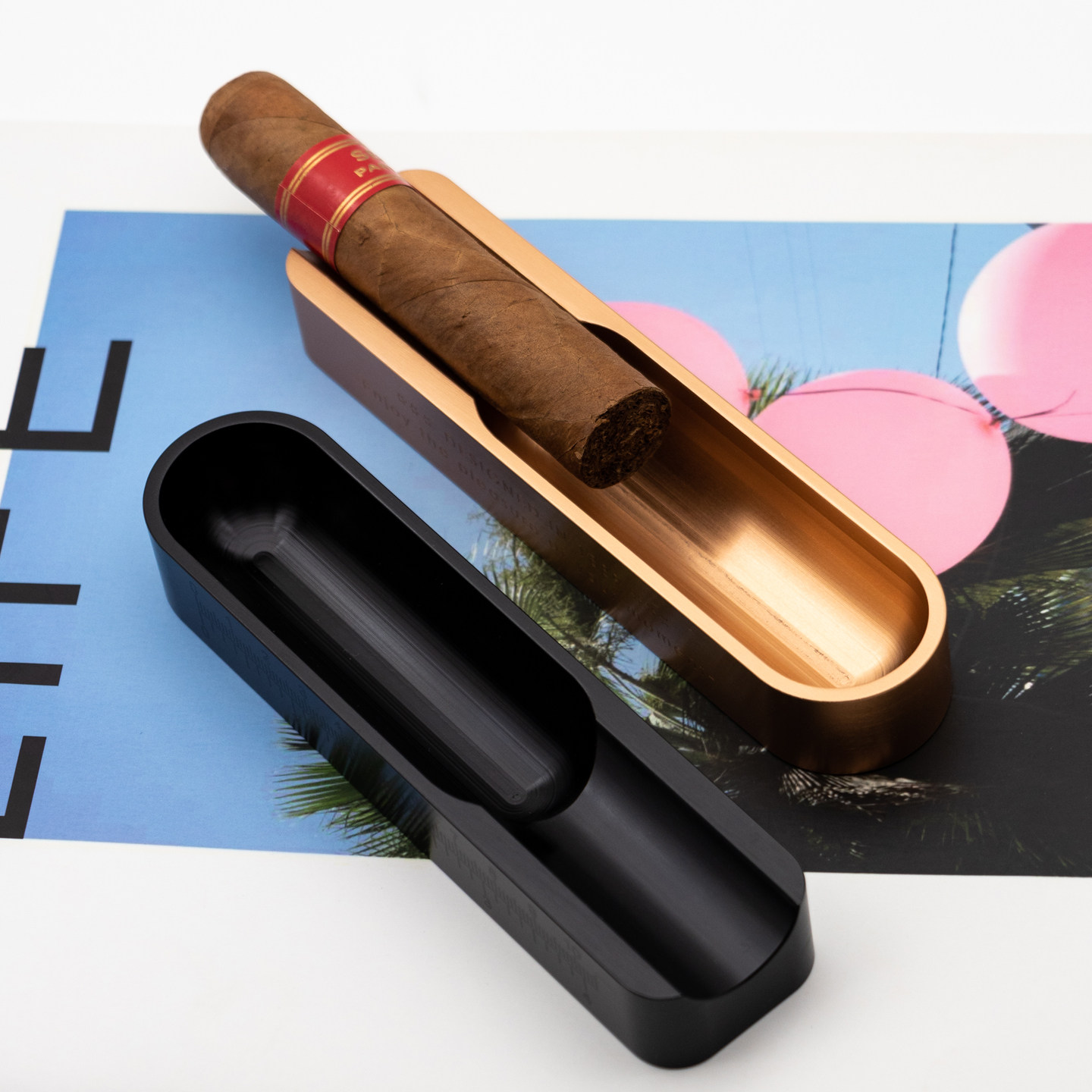 雪茄烟灰缸单只铝合金单槽便携复古金属家用送礼烟缸高档创意烟具