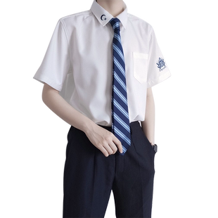 【刺篇】破星 原创日系jk/dk制服短袖深蓝色刺绣学院风衬衫男女款