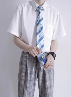 【刺篇】原创DK制服正统纯色基础款黑白色男生学院风短袖衬衫夏季