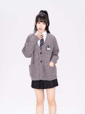 男女学院慵懒风针织开衫毛衣外套