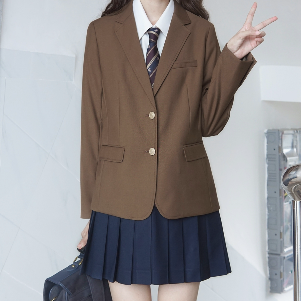 刺篇jk制服原创茶色西装西服外套