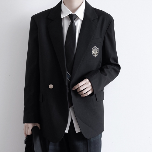 dk制服黑色学院风男西装西服外套