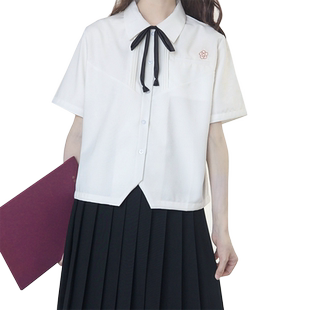 【刺篇】原创jk制服正版短款樱花淡粉刺绣短袖白衬衫学生女夏新款