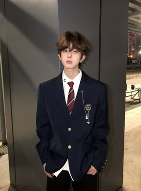 【刺篇】dk制服原创学院风西服上衣男生西装外套毕业学生西服套装