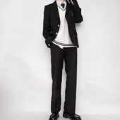 原创日系jk 子男女款 dk制服正版 裤 黑色刺绣西裤 刺篇圣德华学院