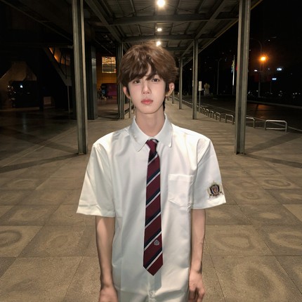 【刺篇】 原创DK制服短袖衬衫学院风上衣男款刺绣白色衬衣夏季
