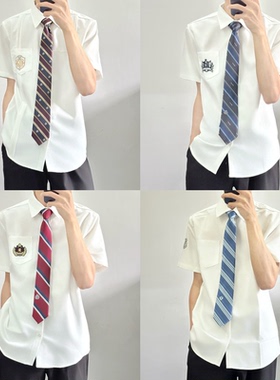 【刺篇】原创DK制服正版日系短袖刺绣白色衬衫男夏季学生衬衣新款