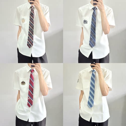 【刺篇】原创DK制服正版日系短袖刺绣白色衬衫男夏季学生衬衣新款