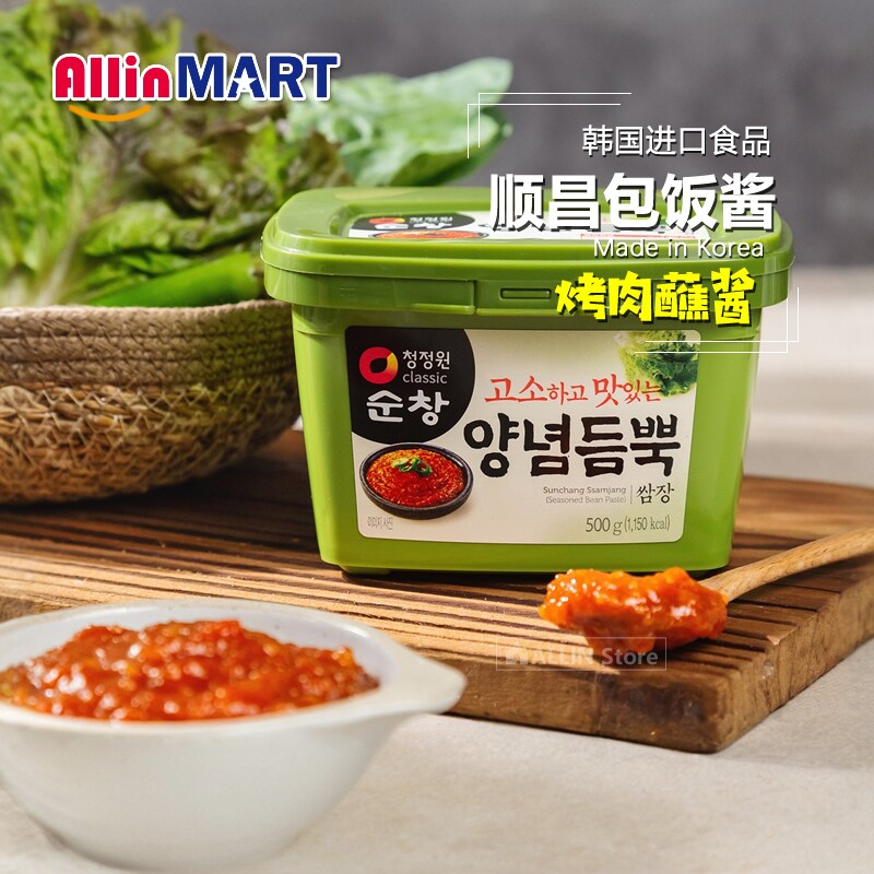 韩国进口清净园顺昌蒜蓉辣酱烤肉蘸酱蔬菜包饭酱石锅拌饭酱500g