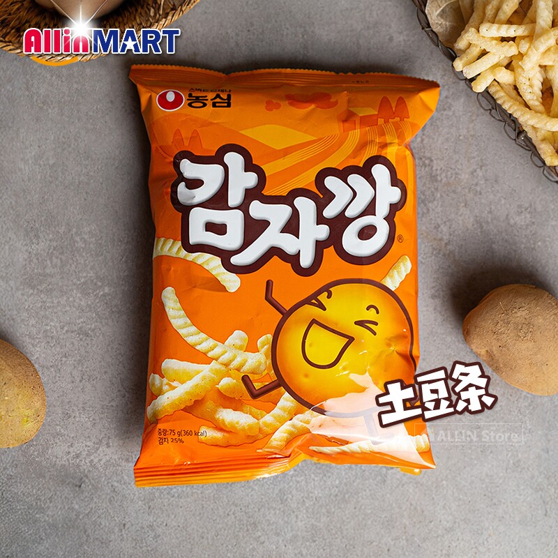 韩国进口零食农心土豆鲜虾条薯片膨化食品75g满包邮