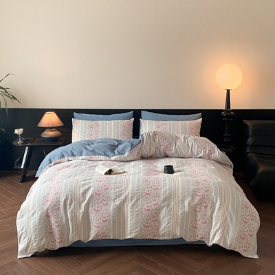 A类纯棉水洗棉磨毛提花四件套