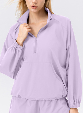 秋冬运动卫衣女立领半拉链速干透气跑步长袖宽松休闲运动健身