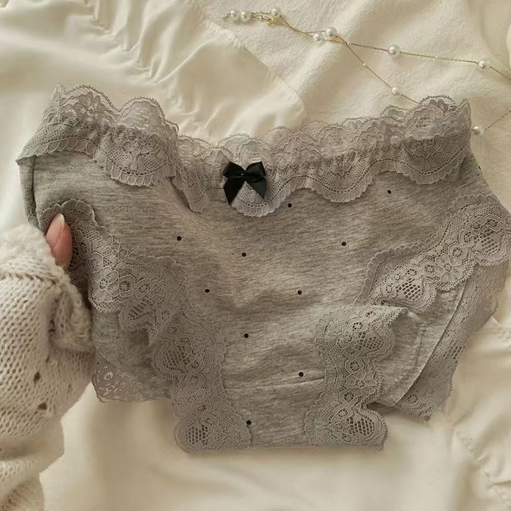 A类甜美纯棉法式复古风蕾丝边女士三角裤2025年四季新款内裤女裆