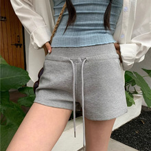 灰色休闲运动短裤女夏季2025新款高腰显瘦抽绳包臀裙百搭辣妹