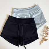 辣妹热裤 抽绳休闲裤 女夏季 微胖mm灰色运动短裤 低腰直筒裤 黑色