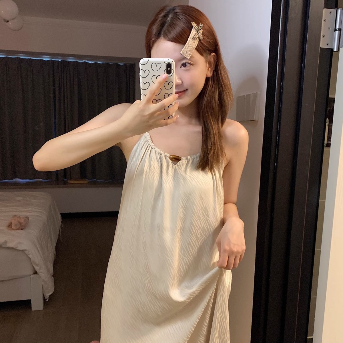 国风高级感冰丝吊带睡裙女带胸垫夏天可外穿睡衣连衣裙夏季