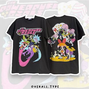 街头短袖 The 美式 Girls滑板慵懒卡通ins风二次元 T恤 Powerpuff