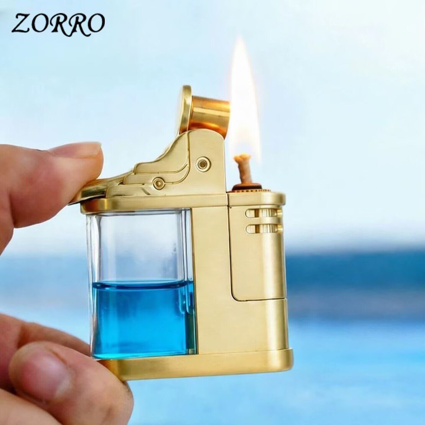 ZORRO/佐罗磕头虫透明仓按压弹射煤油打火机高颜值个性创意礼品潮