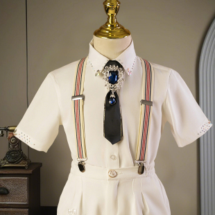 校服纯免烫棉恤校服衬衫 儿童西装 小学生衬衣男童西装 白色衬衫 短袖