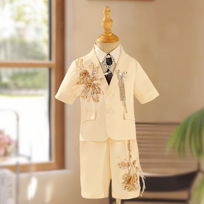男童西装套装高端短袖儿童舞台模特走秀礼服小西服主持潮服演出服
