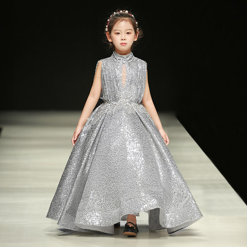儿童礼服公主裙2024新款气质女童舞台走秀主持人奢华晚礼服演出服