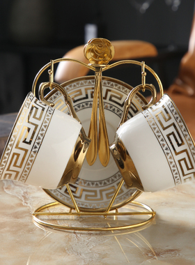 景德镇陶瓷咖啡杯套装220ml 现代轻奢欧式小奢华办公室咖啡杯子