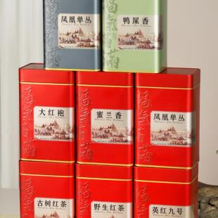 福气满满新年款茶叶礼盒凤凰单丛古树红茶茶叶罐铁罐