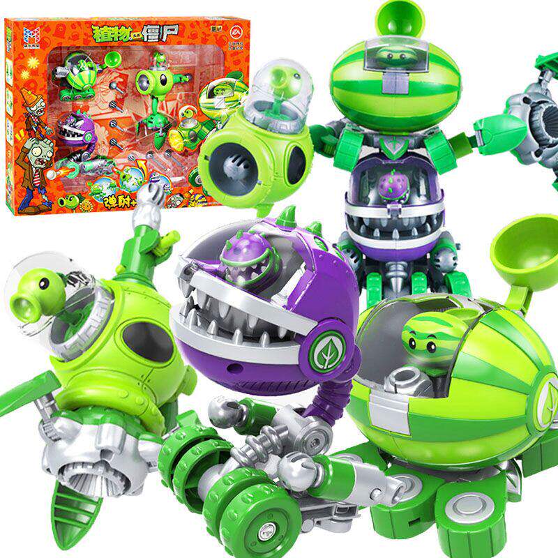 植物大战僵尸2的变形玩具男孩儿童豌豆射手疆尸家族全套装机甲3