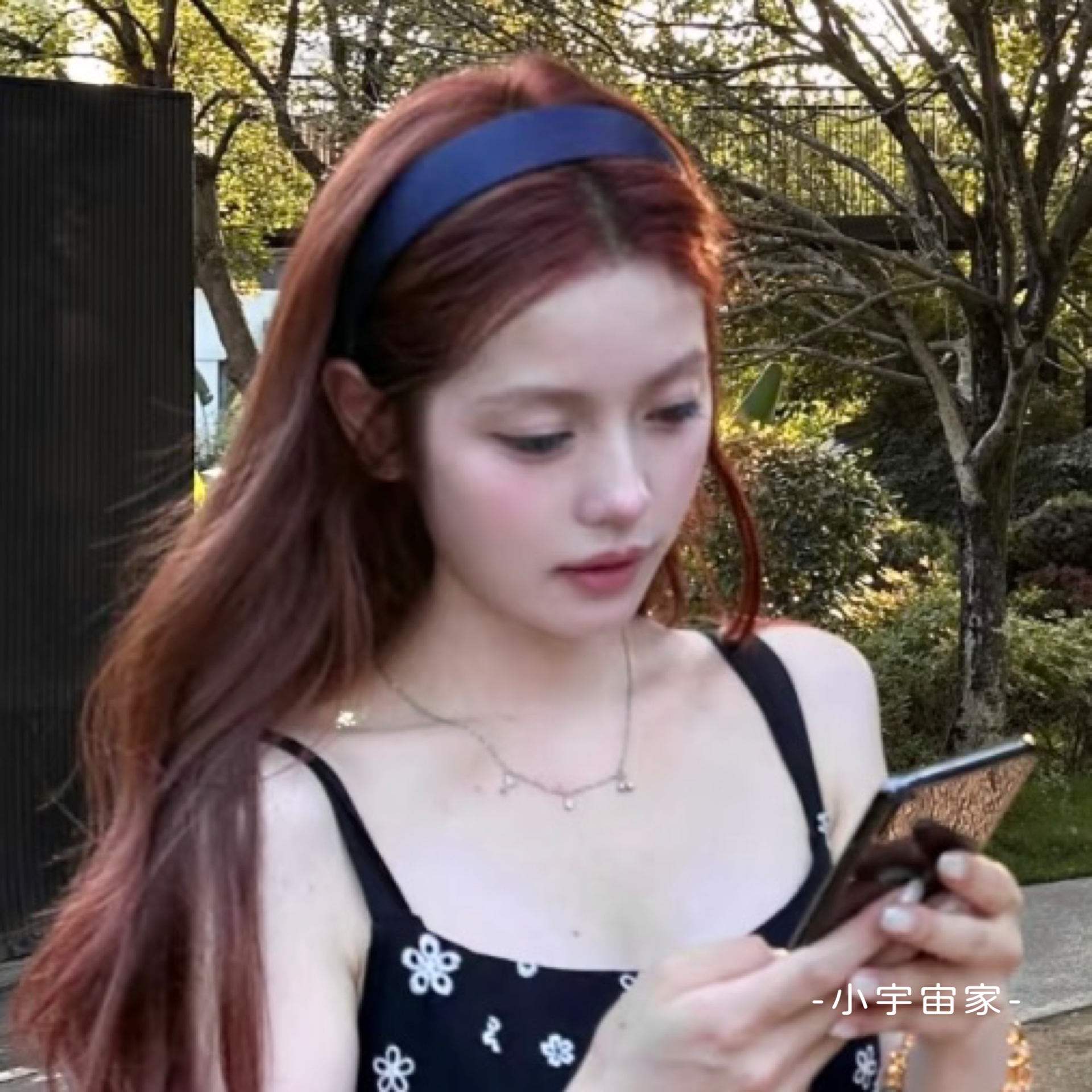 超美藏蓝色！美式复古细闪缎面发箍法式学院格雷少女宽版薄款头箍