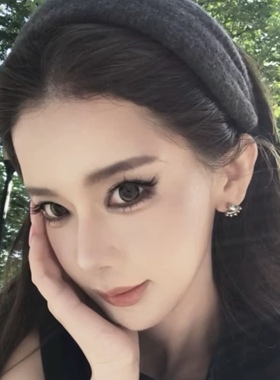 温柔秋冬～迅猛龙发箍宽边高颅顶深棕色发卡女复古头包脸头箍针织