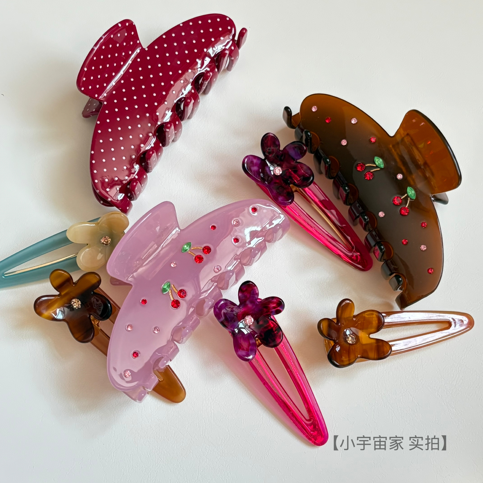 丹麦enijay海莉同款红色抓夹藏蓝色法式高级感辣妹醋酸大鲨鱼夹女